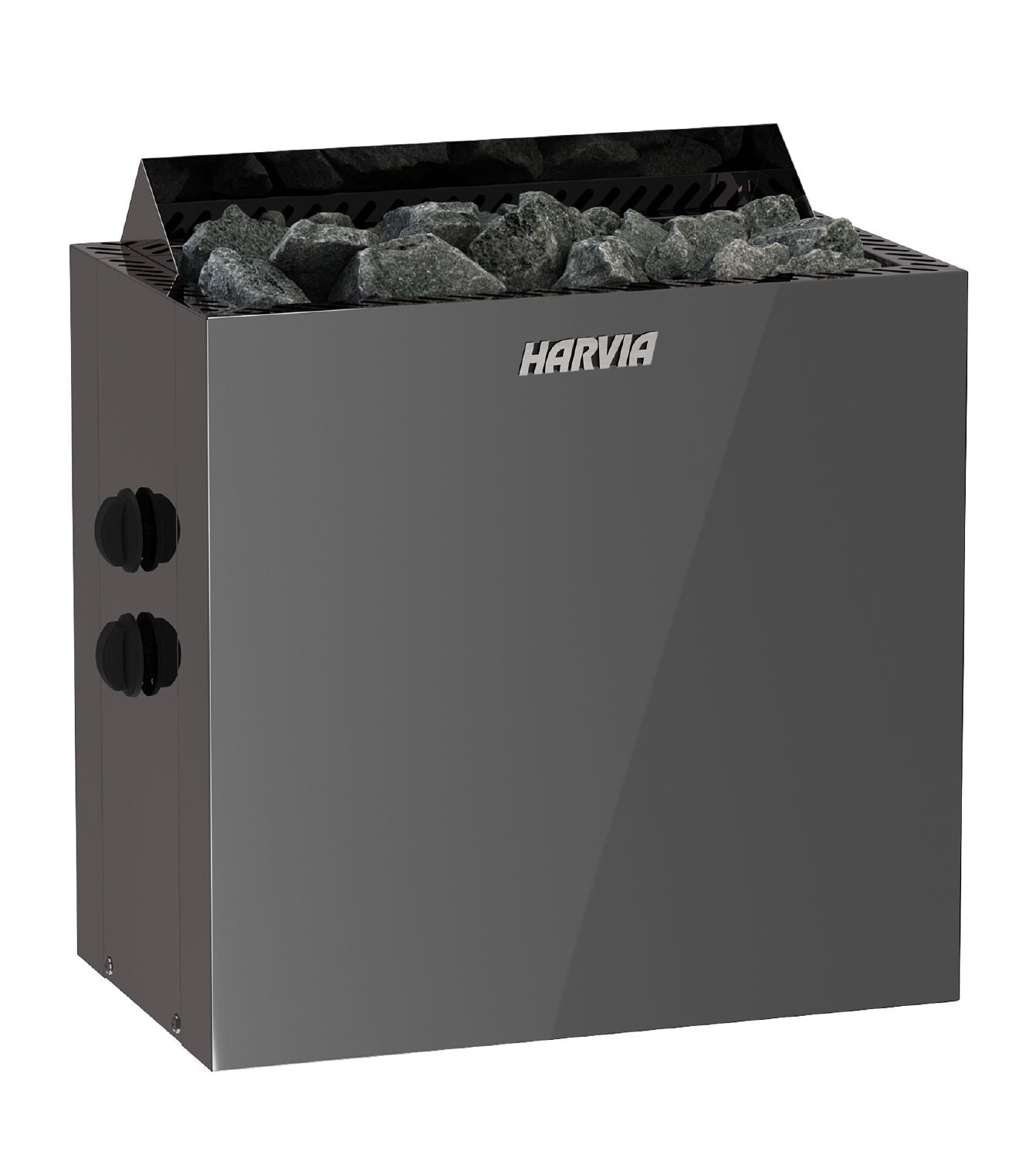 Schwarzer Tiny4You Qubic BQ60 BlackSteel Saunaofen in einer Sauna, 6 kW, modernes Design, für wohltuende Saunagänge